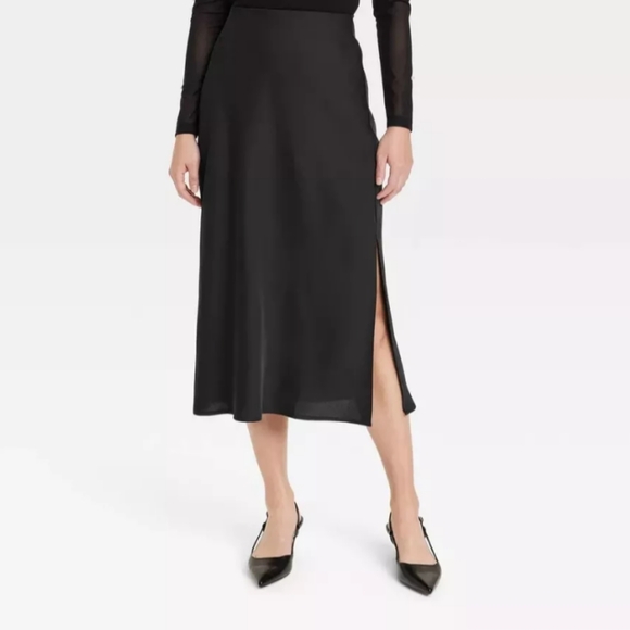 A New Day Women's Plus Size A-Line Midi Slip Skirt Black 4x - Picture 4 of 6